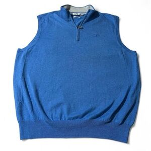 Men’s Peter Millar 3 Creeks Golf Club Cotton Cashmere Sweater Vest Blue Large